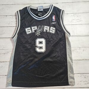 Tony Parker #9 San Antonio Spurs Reebok Youth Sz Medium Jersey Black Preowned‎